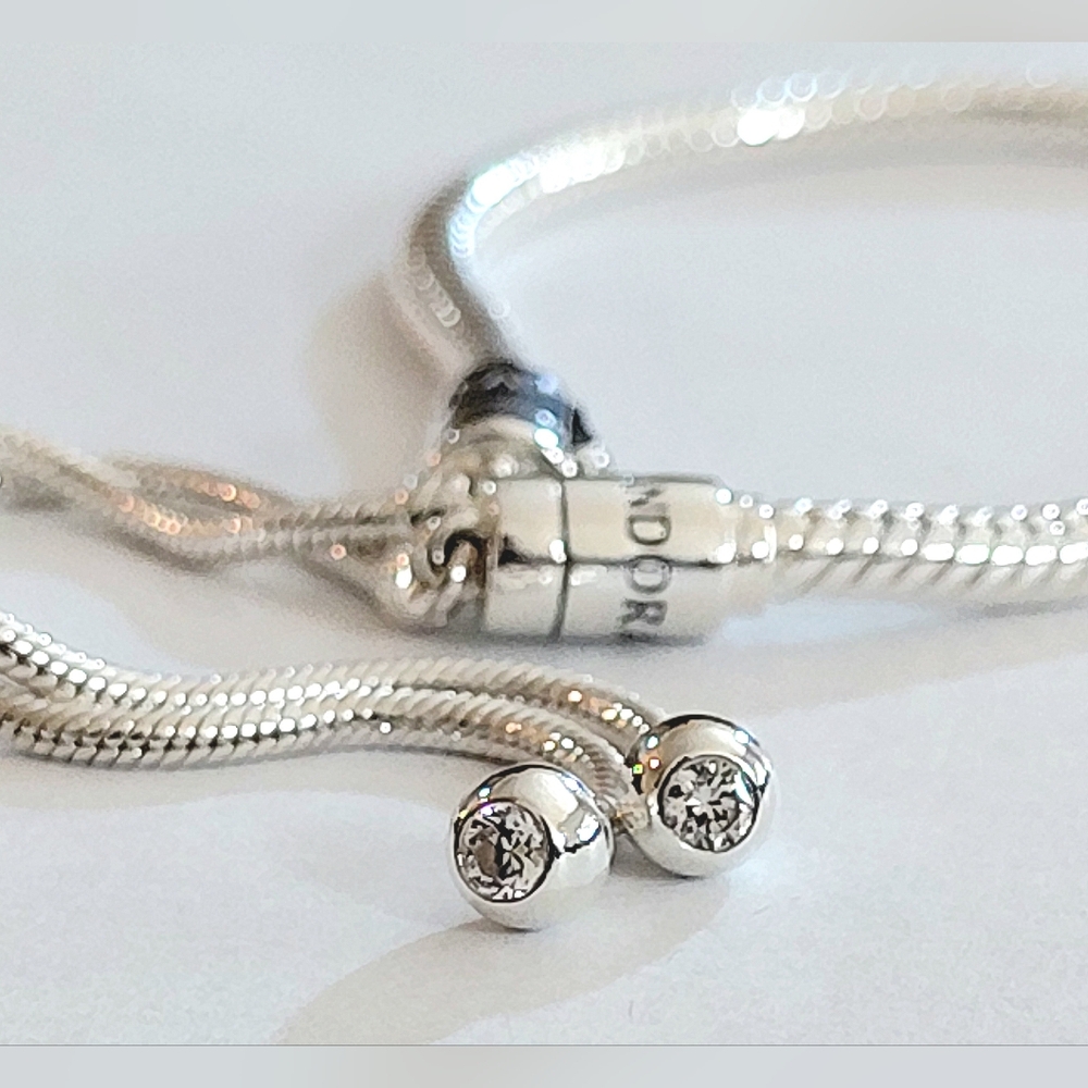 Authentic NEW Pandora Snake Chain Slider Bracelet S925ALE CZ - Picture 4 of 10